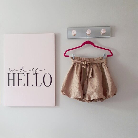 NWT Endless Rose tan brown & metallic thread accent bubble crop top & shorts set - Picture 15 of 16
